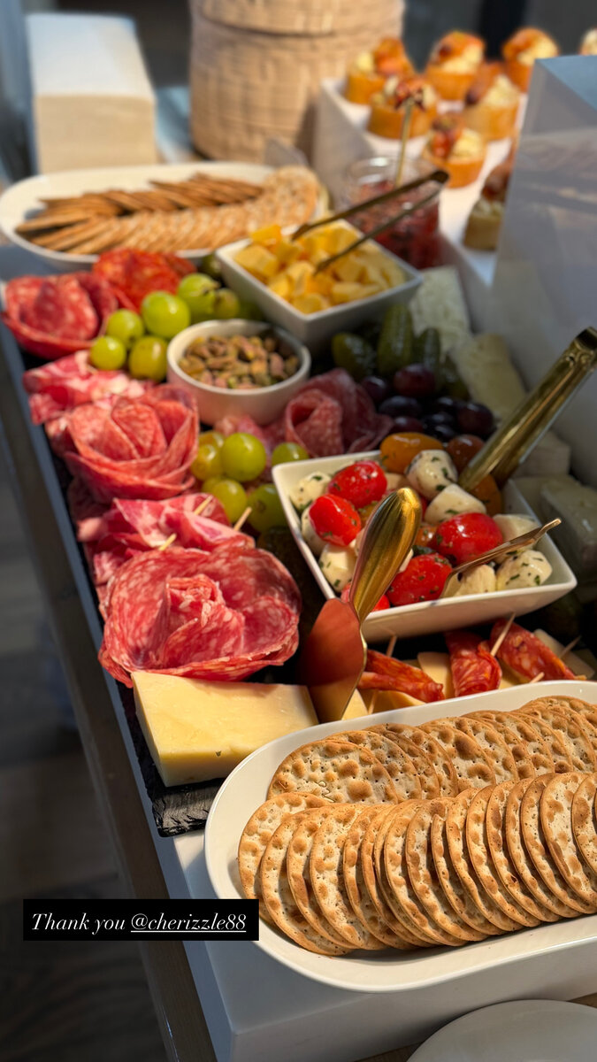 Scratch-made food spread at a Savory Peaks catering event